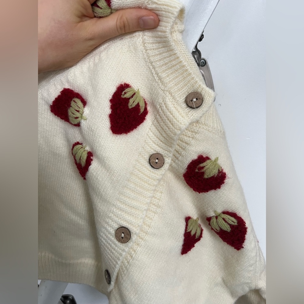 Strawberry Patterned Kids Cardigan - Picture 2 of 2